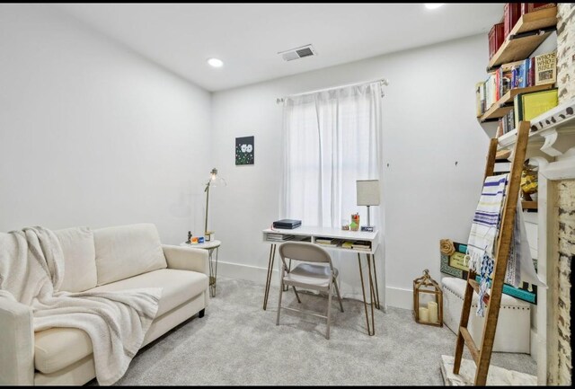 117 Park Cir, Columbia, TN 38401 - office with baseboards, light carpet, and recessed lighting