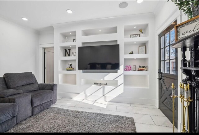 117 Park Cir, Columbia, TN 38401 - living room featuring built in features, recessed lighting, and tile patterned flooring
