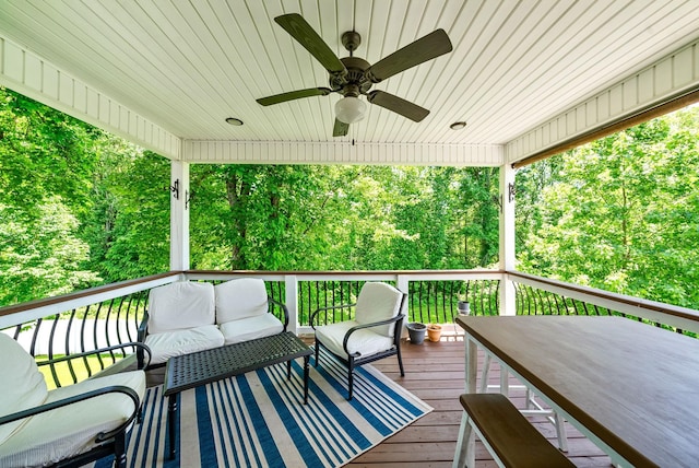 258 Bellshire Dr, Clarksville, TN 37043 - deck with ceiling fan and an outdoor living space