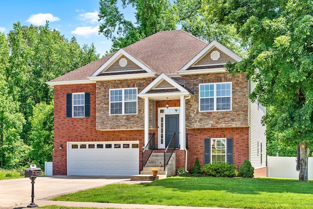 258 Bellshire Dr, Clarksville, TN 37043 - bi-level home with driveway, an attached garage, brick siding, and roof with shingles