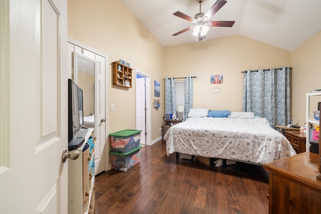 214 Cobblestone Lndg, Mount Juliet, TN 37122 - bedroom with lofted ceiling, dark wood finished floors, and ceiling fan