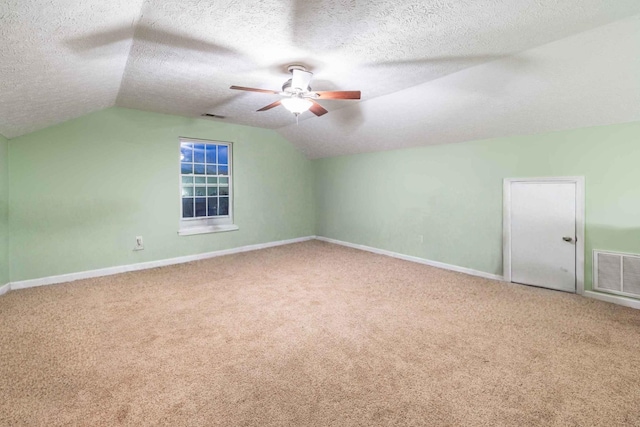 214 Cobblestone Lndg, Mount Juliet, TN 37122 - bonus room with lofted ceiling, carpet, ceiling fan, baseboards, and a textured ceiling