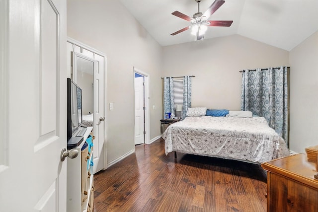 214 Cobblestone Lndg, Mount Juliet, TN 37122 - bedroom with vaulted ceiling, dark wood finished floors, and ceiling fan