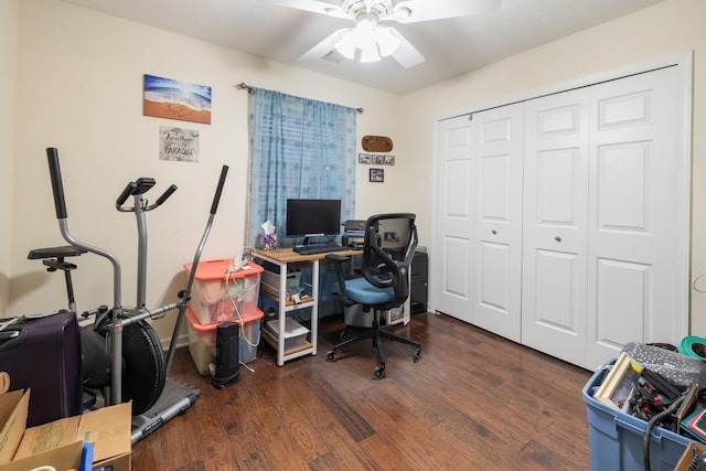 214 Cobblestone Lndg, Mount Juliet, TN 37122 - office area featuring a ceiling fan and wood finished floors