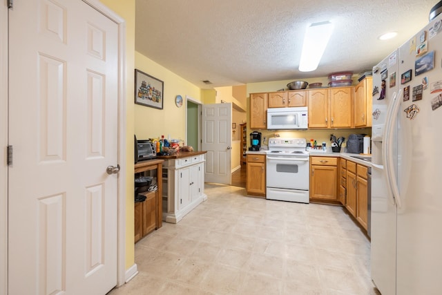 214 Cobblestone Lndg, Mount Juliet, TN 37122 - kitchen with white appliances, a textured ceiling, and light countertops