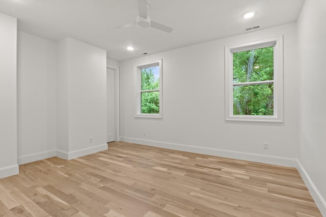 1438 Janie Ave, Nashville, TN 37216 - spare room with plenty of natural light, baseboards, ceiling fan, light wood-style floors, and recessed lighting