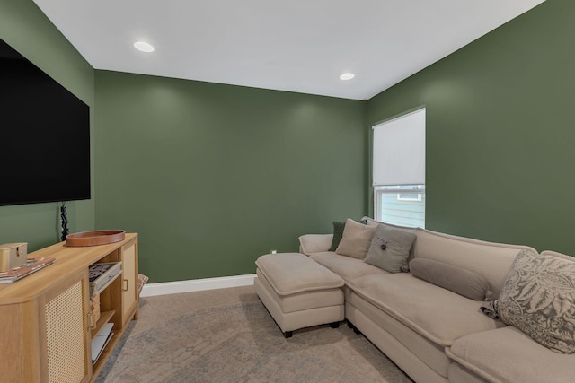 118 Jasper Ave, Franklin, TN 37064 - living room with baseboards, light carpet, and recessed lighting