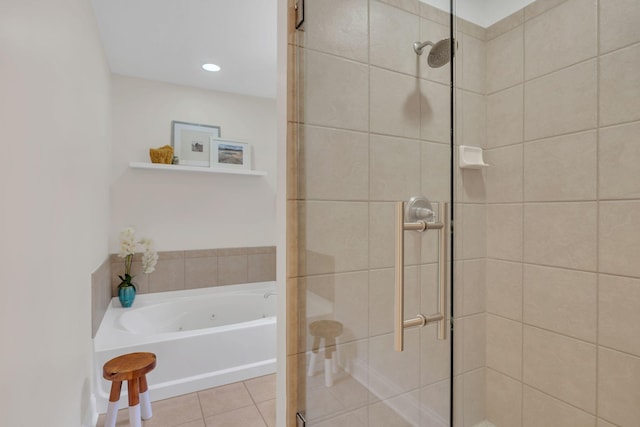 118 Jasper Ave, Franklin, TN 37064 - bathroom with a shower stall, a tub with jets, and tile patterned floors