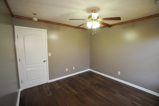 1009 Monticello Pl, Gallatin, TN 37066 - empty room featuring a ceiling fan, ornamental molding, baseboards, and dark wood finished floors