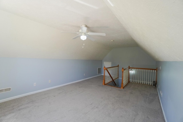 1009 Monticello Pl, Gallatin, TN 37066 - additional living space with carpet, vaulted ceiling, baseboards, and ceiling fan