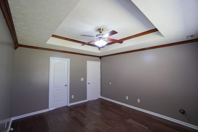 1009 Monticello Pl, Gallatin, TN 37066 - unfurnished bedroom with a raised ceiling, wood finished floors, baseboards, ceiling fan, and a textured ceiling