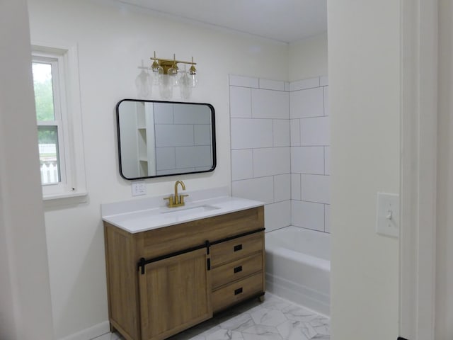 205 W 5th St, Parsons, TN 38363 - full bathroom with vanity and marble look tiles