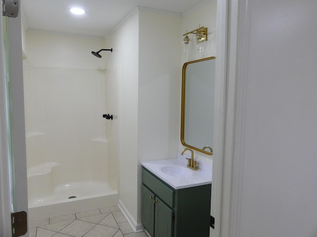205 W 5th St, Parsons, TN 38363 - bathroom featuring a shower, tile patterned floors, and vanity