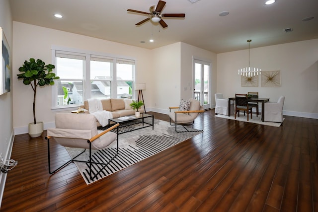 1820 Lanceford Ct, Franklin, TN 37067 - living area featuring wood finished floors, plenty of natural light, a chandelier, and recessed lighting