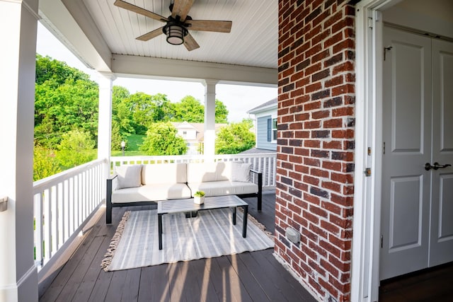 1820 Lanceford Ct, Franklin, TN 37067 - wooden terrace featuring outdoor lounge area and ceiling fan