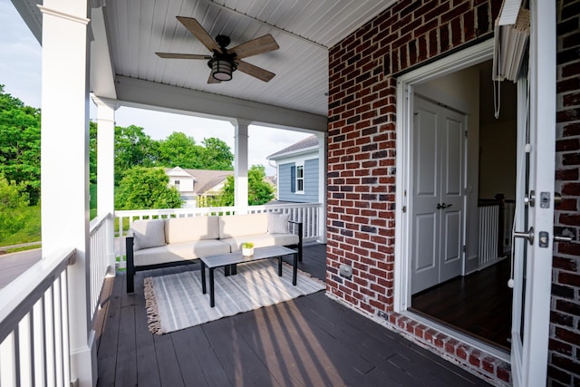 1820 Lanceford Ct, Franklin, TN 37067 - deck featuring outdoor lounge area and a ceiling fan