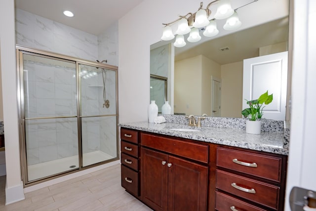 1820 Lanceford Ct, Franklin, TN 37067 - full bathroom featuring vanity, a stall shower, and wood finished floors