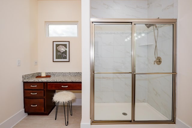 1820 Lanceford Ct, Franklin, TN 37067 - bathroom featuring a shower stall, baseboards, and vanity