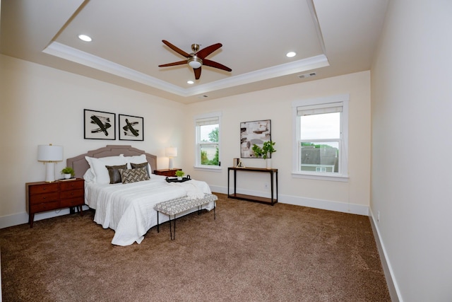 1820 Lanceford Ct, Franklin, TN 37067 - bedroom with a raised ceiling, carpet flooring, ornamental molding, recessed lighting, and baseboards