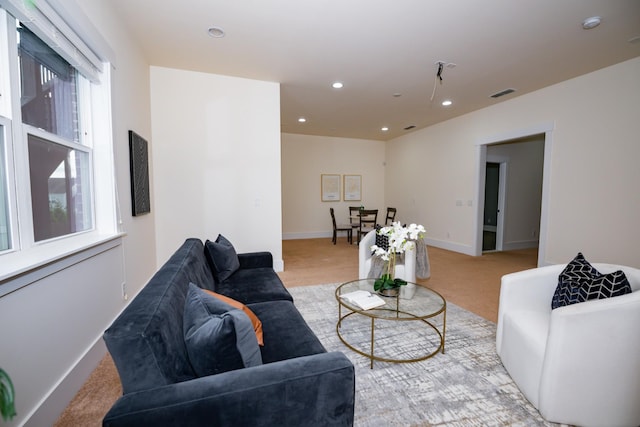 1820 Lanceford Ct, Franklin, TN 37067 - living room with light colored carpet, recessed lighting, and baseboards