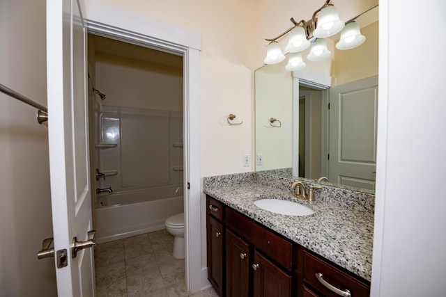 1820 Lanceford Ct, Franklin, TN 37067 - full bathroom with vanity, toilet, tile patterned floors, and shower / washtub combination