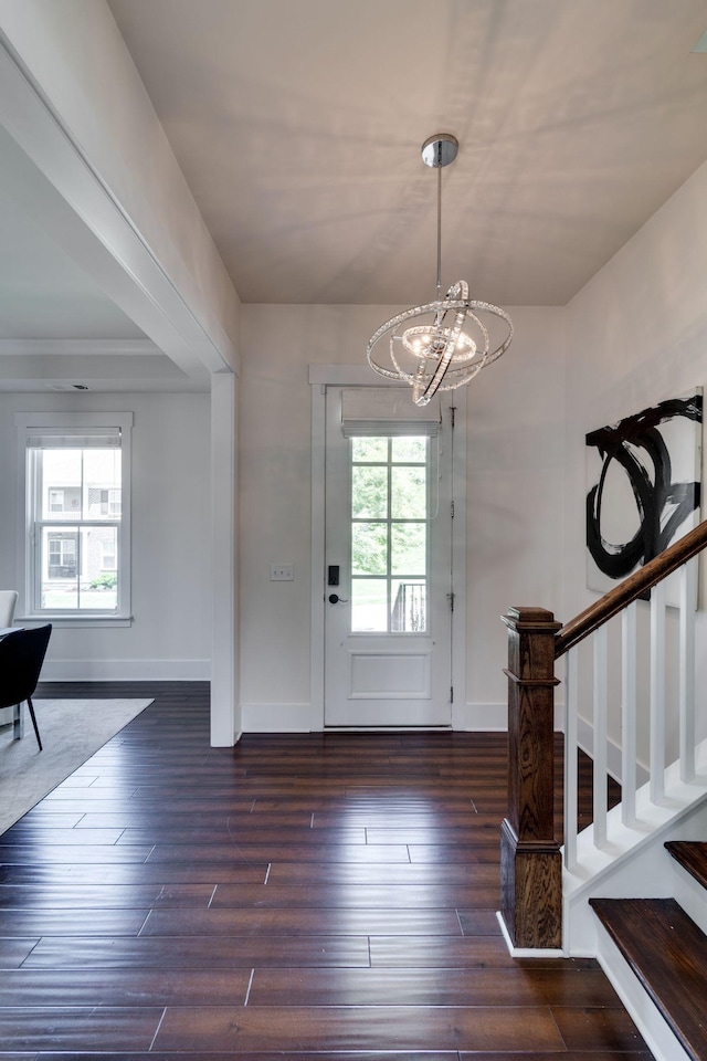 1820 Lanceford Ct, Franklin, TN 37067 - entrance foyer with a chandelier, stairway, hardwood / wood-style floors, and baseboards