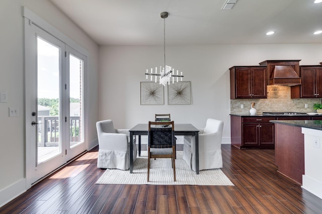 1820 Lanceford Ct, Franklin, TN 37067 - dining room with plenty of natural light, a chandelier, dark wood-type flooring, and recessed lighting