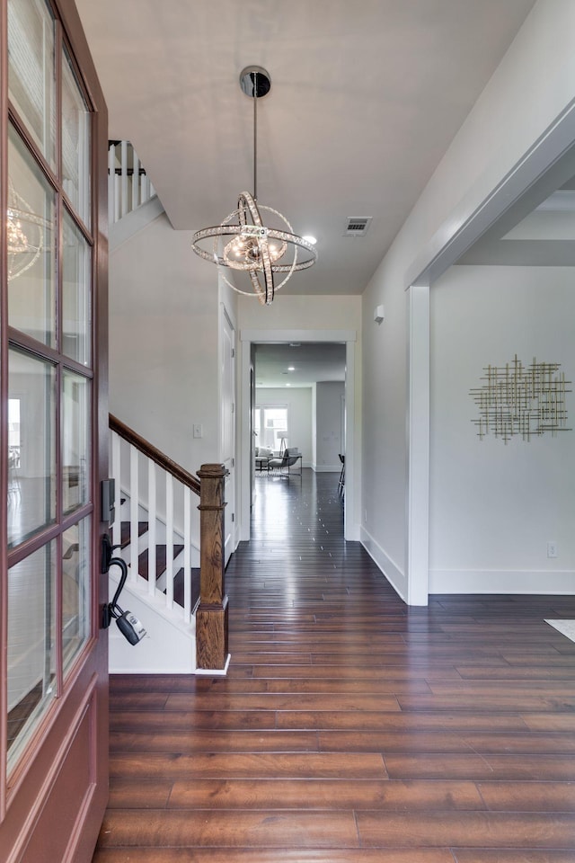 1820 Lanceford Ct, Franklin, TN 37067 - foyer with wood finished floors, a chandelier, and baseboards
