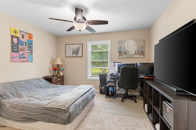 862 College St, Portland, TN 37148 - carpeted bedroom with an office area, ceiling fan, and a textured ceiling