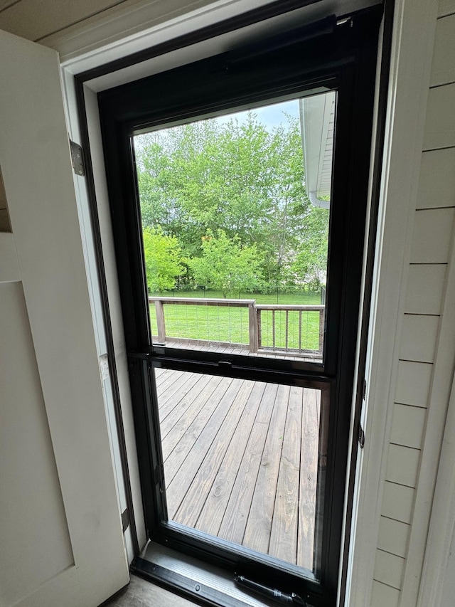 410 Sunset Ln, Monterey, TN 38574 - doorway to outside with healthy amount of natural light and wood finished floors