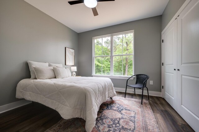 85 Truform Way, Dickson, TN 37055 - bedroom featuring dark wood-style flooring, baseboards, and ceiling fan