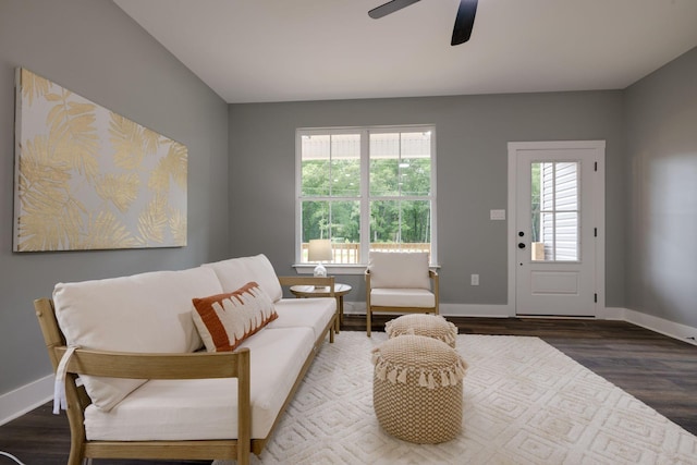 85 Truform Way, Dickson, TN 37055 - sitting room with a ceiling fan, healthy amount of natural light, wood finished floors, and baseboards