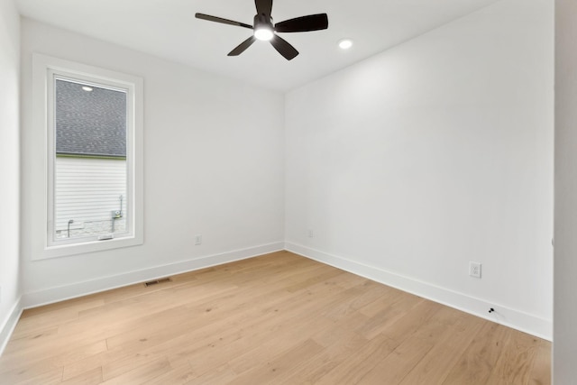 811 Oconner St, Smithville, TN 37166 - spare room with light wood-style floors, ceiling fan, baseboards, and recessed lighting