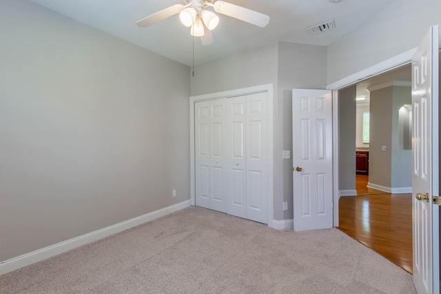 4316 Summercrest Blvd Unit 512, Antioch, TN 37013 - unfurnished bedroom featuring carpet, baseboards, a closet, and a ceiling fan