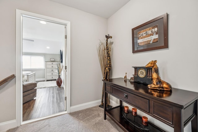 1420 Whispering Oaks Dr, Lebanon, TN 37090 - hall with baseboards, carpet floors, and recessed lighting