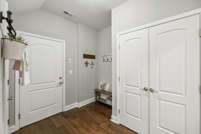 1420 Whispering Oaks Dr, Lebanon, TN 37090 - entryway with dark wood-type flooring, baseboards, and lofted ceiling