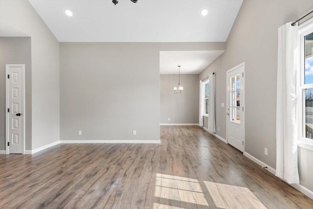 813 S Mountain St, Smithville, TN 37166 - entryway featuring a chandelier, wood finished floors, baseboards, and recessed lighting