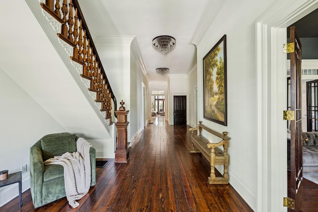 1051 W Main St, Franklin, TN 37064 - entryway featuring crown molding, stairway, hardwood / wood-style floors, and baseboards