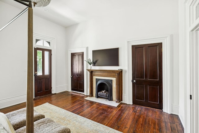 1051 W Main St, Franklin, TN 37064 - foyer featuring hardwood / wood-style floors, baseboards, and a fireplace