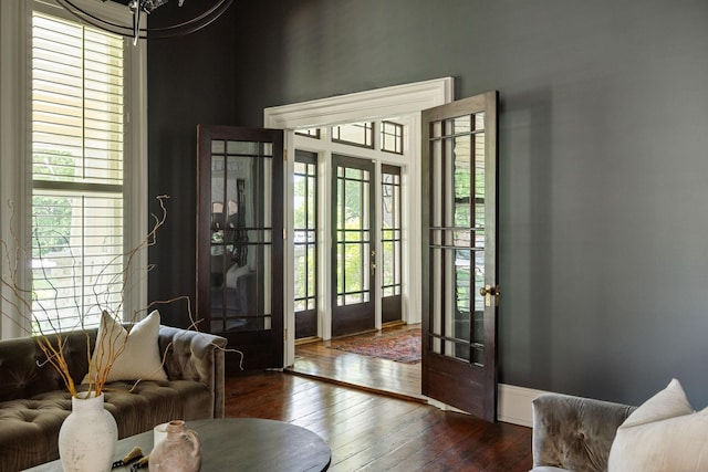 1051 W Main St, Franklin, TN 37064 - foyer featuring french doors, dark wood-style floors, and plenty of natural light