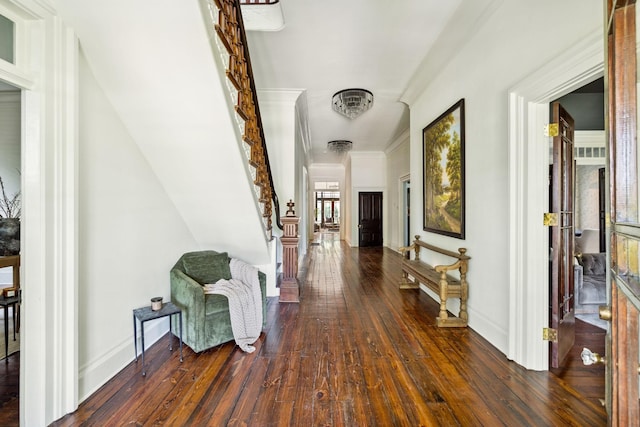 1051 W Main St, Franklin, TN 37064 - corridor featuring hardwood / wood-style floors, baseboards, ornamental molding, and stairs