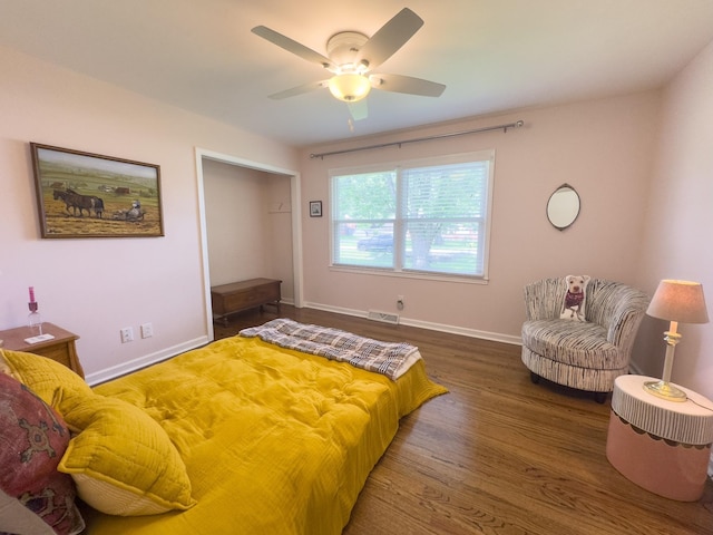 4011 Sheddan Dr, Columbia, TN 38401 - bedroom with wood finished floors, baseboards, and ceiling fan
