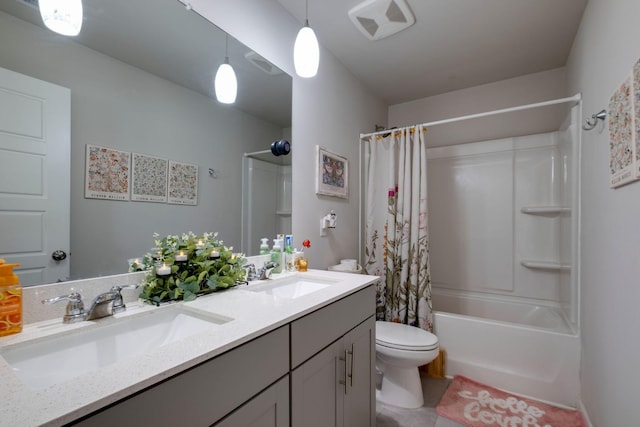 308 Whisper Wood Way, Lebanon, TN 37087 - full bath with toilet, shower / bath combo with shower curtain, tile patterned floors, and double vanity