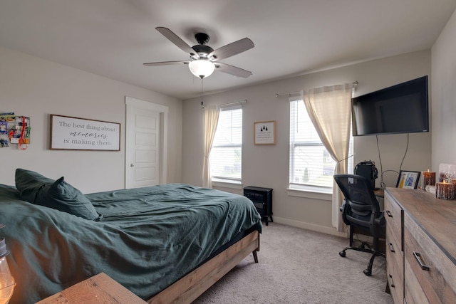 308 Whisper Wood Way, Lebanon, TN 37087 - bedroom featuring light carpet, baseboards, an office area, and a ceiling fan