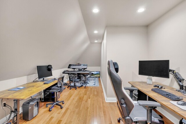 6948 Whispering Oaks Dr, Springfield, TN 37172 - office featuring wood finished floors, recessed lighting, vaulted ceiling, and baseboards
