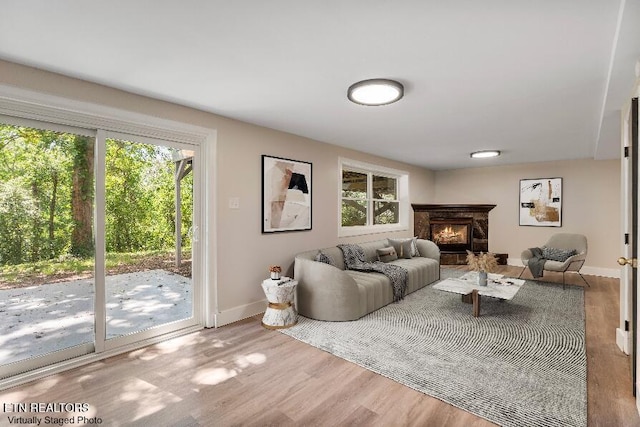 17 Westover Dr, Oak Ridge, TN 37830 - living room with baseboards, wood finished floors, and a high end fireplace
