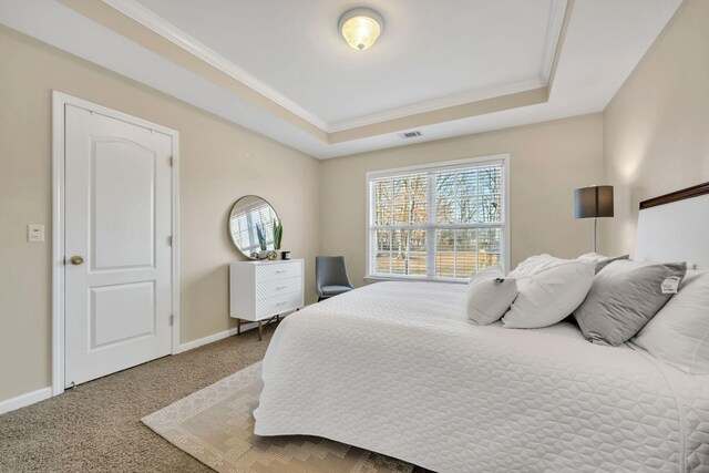 1034 Ridglea Dr, Burns, TN 37029 - bedroom with a raised ceiling, crown molding, carpet, and baseboards