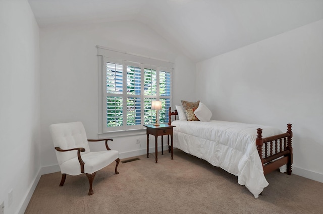 801 Lancaster Way, Nashville, TN 37212 - bedroom featuring vaulted ceiling, light colored carpet, and baseboards