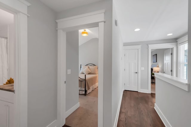 801 Lancaster Way, Nashville, TN 37212 - corridor featuring baseboards, recessed lighting, and dark wood-style floors