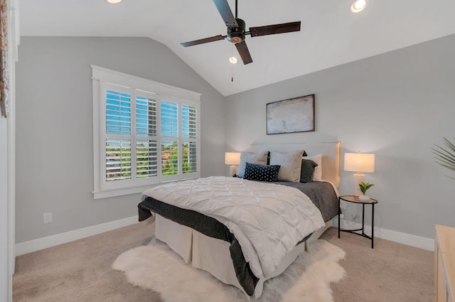 801 Lancaster Way, Nashville, TN 37212 - bedroom with lofted ceiling, carpet, baseboards, and ceiling fan